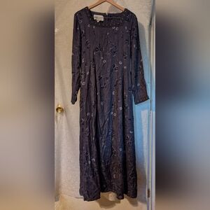 Sarah Elizabeth Vintage Gray Floral Long Dress‎ Sz.14
